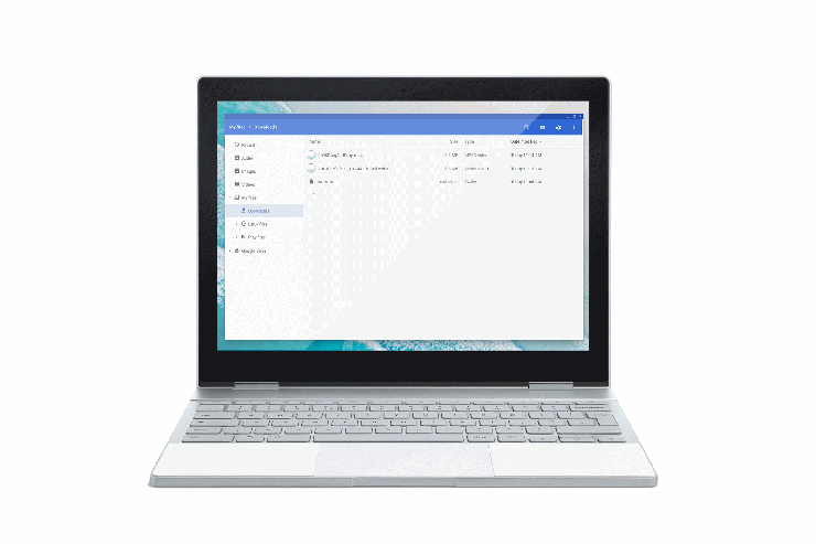 Laptop displaying file sharing drag and drop