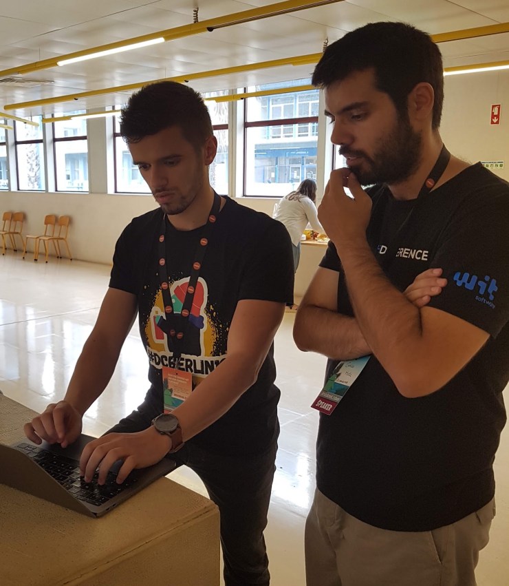 Ricardo on the left with fellow GDG lead planning DevFest Coimbra