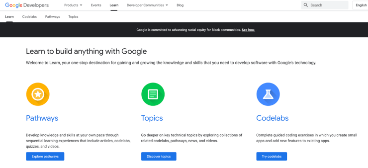 Google Developers learning page image
